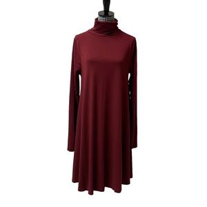 ASOS Women’s Casual Swing Dress with Turtleneck & Long Sleeves Oxblood Size 2